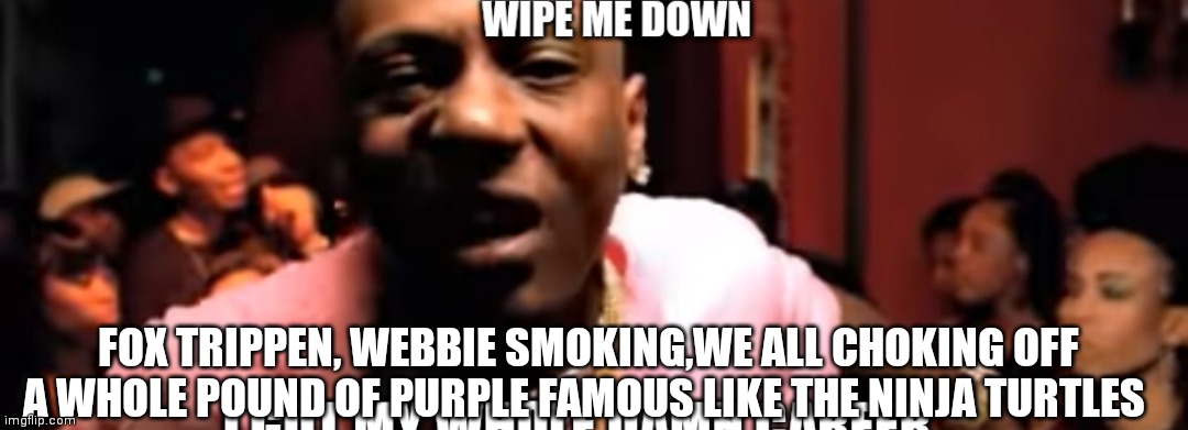 Famous like the ninja turtles | FOX TRIPPEN, WEBBIE SMOKING,WE ALL CHOKING OFF A WHOLE POUND OF PURPLE FAMOUS LIKE THE NINJA TURTLES | image tagged in funny memes | made w/ Imgflip meme maker