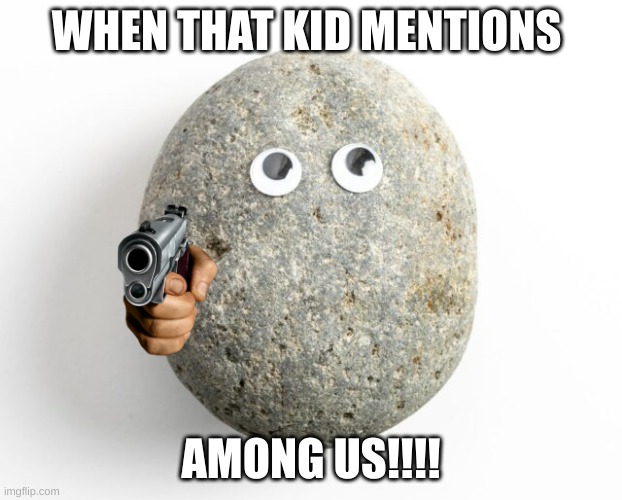 That Rock | WHEN THAT KID MENTIONS; AMONG US!!!! | image tagged in that rock | made w/ Imgflip meme maker