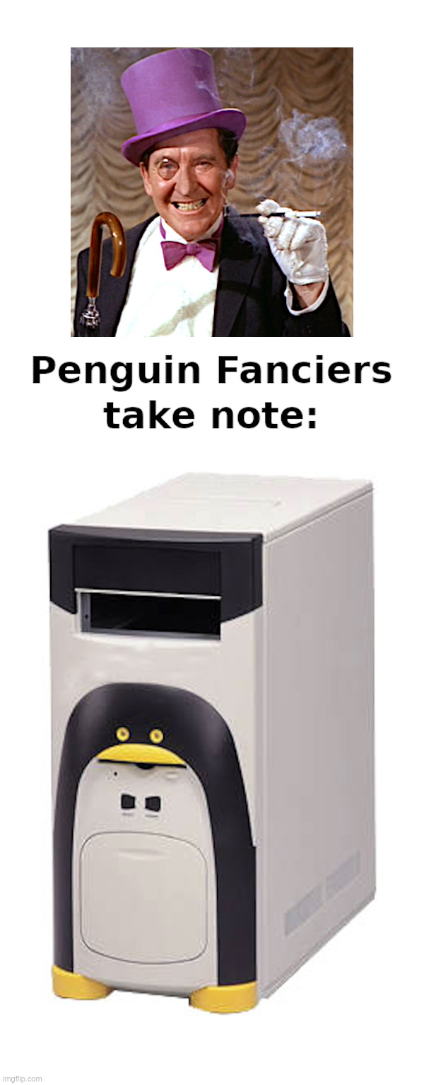 Penguin Fanciers Take Note | image tagged in penguin,computer,2000s,batman | made w/ Imgflip meme maker