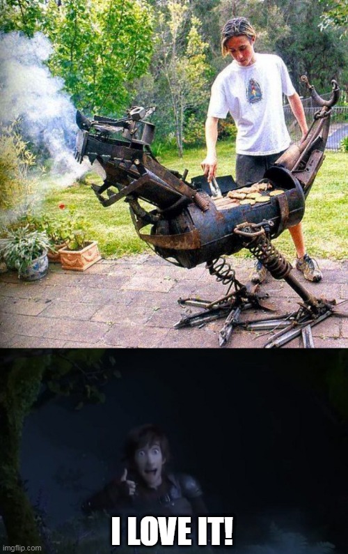 DRAGON GRILLED BURGERS |  I LOVE IT! | image tagged in memes,thumbs up,grill,dragon | made w/ Imgflip meme maker
