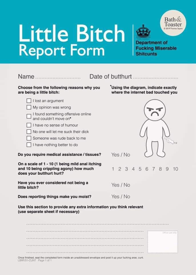 High Quality Little bitch report form Blank Meme Template
