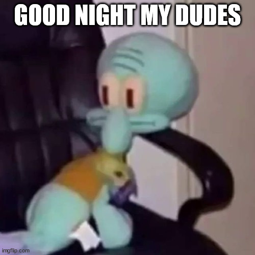 Squidward on a chair | GOOD NIGHT MY DUDES | image tagged in squidward on a chair | made w/ Imgflip meme maker