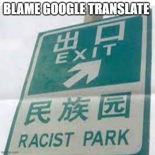 Blame google translate. | BLAME GOOGLE TRANSLATE | image tagged in funny,funny signs | made w/ Imgflip meme maker