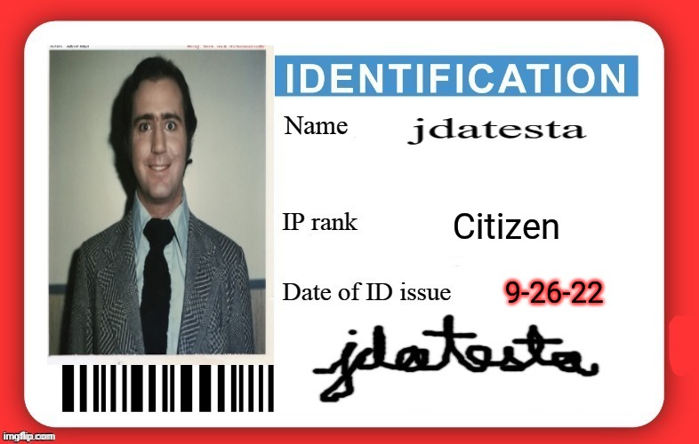 DMV ID Card | Citizen 9-26-22 | image tagged in dmv id card | made w/ Imgflip meme maker