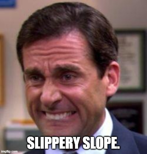 Michael Scott | SLIPPERY SLOPE. | image tagged in michael scott | made w/ Imgflip meme maker