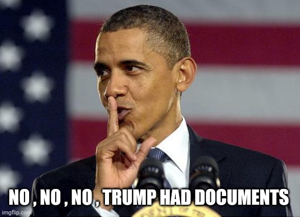 Obama Shhhhh | NO , NO , NO , TRUMP HAD DOCUMENTS | image tagged in obama shhhhh | made w/ Imgflip meme maker