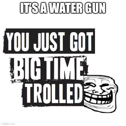 You Just Got Big Time Trolled | IT’S A WATER GUN | image tagged in you just got big time trolled | made w/ Imgflip meme maker