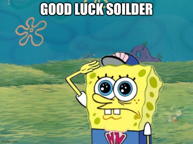 Spongebob salute | GOOD LUCK SOILDER | image tagged in spongebob salute | made w/ Imgflip meme maker