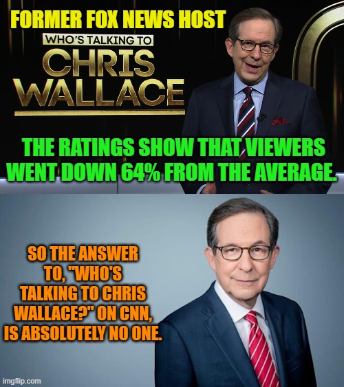 Not enough for ME to feel sad for the little weasel. | FORMER FOX NEWS HOST; THE RATINGS SHOW THAT VIEWERS WENT DOWN 64% FROM THE AVERAGE. SO THE ANSWER TO, "WHO'S TALKING TO CHRIS WALLACE?" ON CNN, IS ABSOLUTELY NO ONE. | image tagged in weasel | made w/ Imgflip meme maker