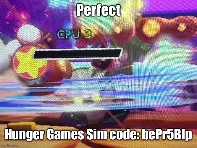 Perfect Hunger Games Sim code: bePr5BIp | made w/ Imgflip meme maker