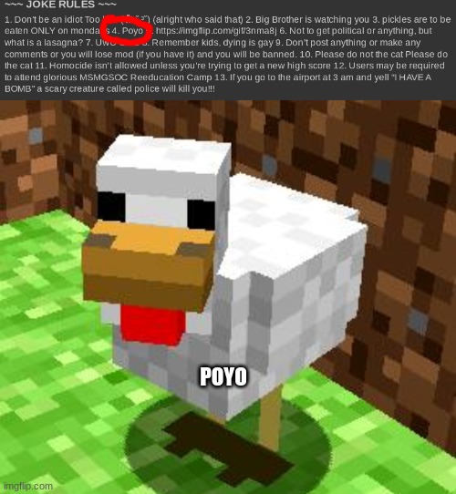 POYO | image tagged in minecraft advice chicken | made w/ Imgflip meme maker