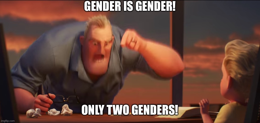 math is math | GENDER IS GENDER! ONLY TWO GENDERS! | image tagged in math is math | made w/ Imgflip meme maker