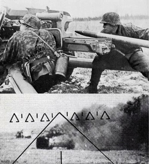 WW2 German gun aimed at tank | image tagged in ww2 german gun aimed at tank | made w/ Imgflip meme maker