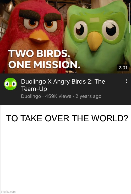 Duolingo meme | TO TAKE OVER THE WORLD? | image tagged in memes | made w/ Imgflip meme maker