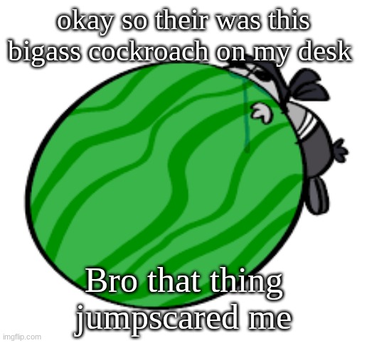 Sanford-Official Template | okay so their was this bigass cockroach on my desk; Bro that thing jumpscared me | image tagged in sanford-official template | made w/ Imgflip meme maker