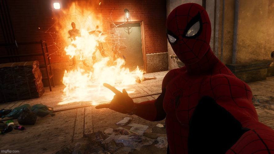 New Spiderman Game is Lit | image tagged in spiderman,fire | made w/ Imgflip meme maker