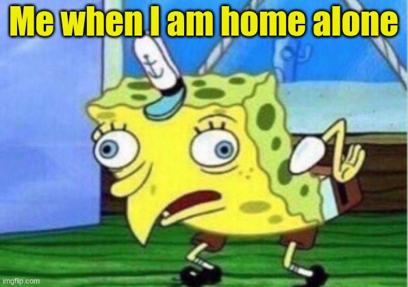 Home Alone | Me when I am home alone | image tagged in memes,mocking spongebob | made w/ Imgflip meme maker