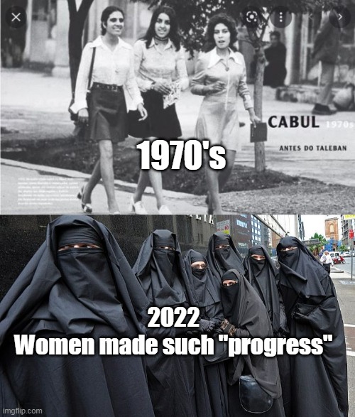 Whoopie and "The View" have helped so many Muslim Women | 1970's; 2022
Women made such "progress" | image tagged in progressives and their bullshit | made w/ Imgflip meme maker