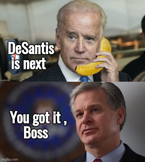 DeSantis
   is next You got it ,
      Boss | image tagged in banana republic,christopher wray | made w/ Imgflip meme maker