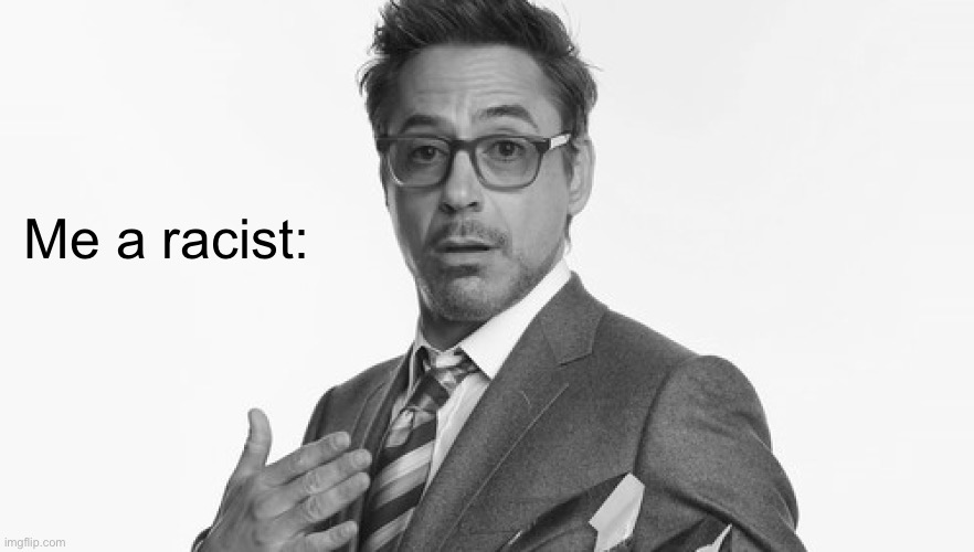 Robert Downey Jr's Comments | Me a racist: | image tagged in robert downey jr's comments | made w/ Imgflip meme maker