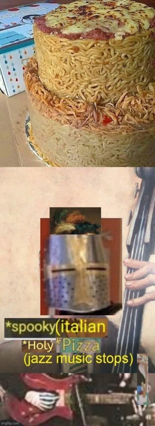 Spaghetti cake | image tagged in spooky italian holy pizza jazz music stops,spaghetti,cake,memes,pasta,meme | made w/ Imgflip meme maker