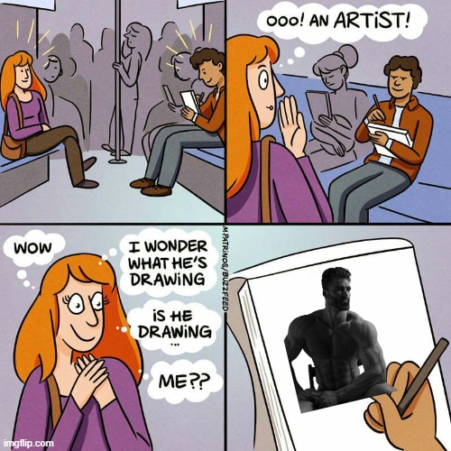 Gigachad | image tagged in is he drawing me | made w/ Imgflip meme maker
