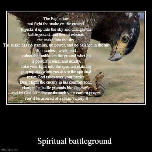 Spiritual battleground | image tagged in demotivationals,christianity,jesus christ,spirituality,bible,eagles | made w/ Imgflip demotivational maker