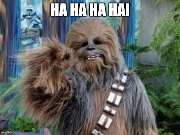 Chewbacca laughing | HA HA HA HA! | image tagged in chewbacca laughing | made w/ Imgflip meme maker