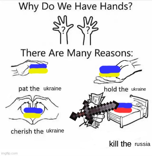 Why do we have hands? (all blank) | ukraine; ukraine; ukraine; kill the; russia | image tagged in why do we have hands all blank | made w/ Imgflip meme maker