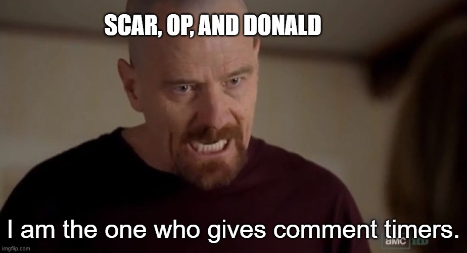 Mostly them, at least | SCAR, OP, AND DONALD; I am the one who gives comment timers. | made w/ Imgflip meme maker