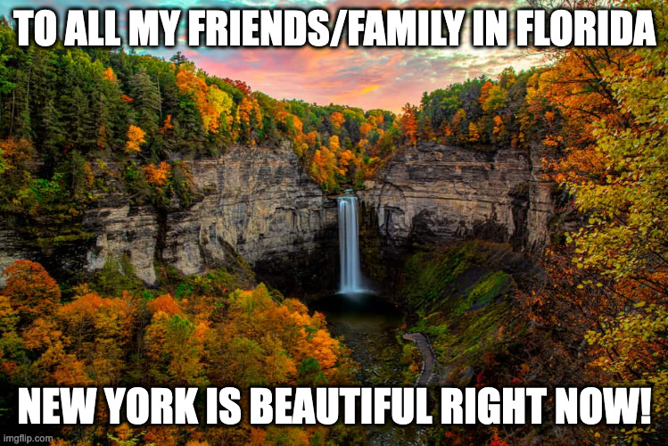 NY Is Beautiful | TO ALL MY FRIENDS/FAMILY IN FLORIDA; NEW YORK IS BEAUTIFUL RIGHT NOW! | image tagged in hurricane | made w/ Imgflip meme maker