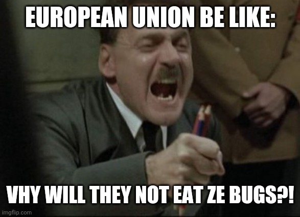 Another populist wins | EUROPEAN UNION BE LIKE:; VHY WILL THEY NOT EAT ZE BUGS?! | image tagged in hitler downfall | made w/ Imgflip meme maker