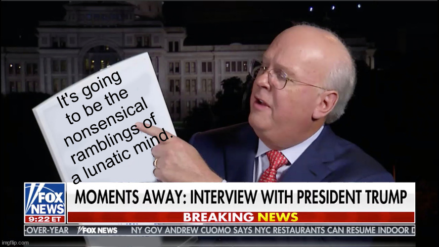 Rove Pointing | It's going to be the nonsensical ramblings of a lunatic mind. | image tagged in rove pointing | made w/ Imgflip meme maker