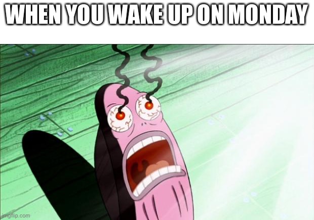 Why mondays | WHEN YOU WAKE UP ON MONDAY | image tagged in spongebob my eyes | made w/ Imgflip meme maker