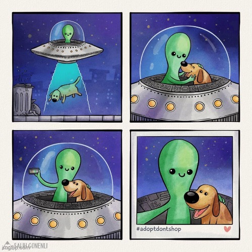 Doggos | image tagged in dog,comics,adoption,dogs,aliens | made w/ Imgflip meme maker