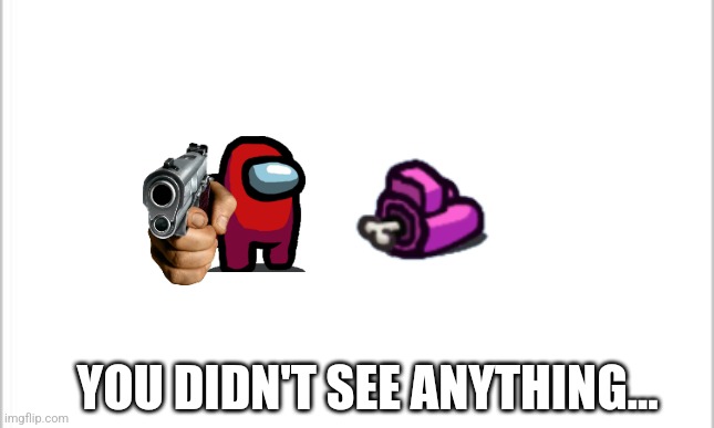 RUN. | YOU DIDN'T SEE ANYTHING... | image tagged in white background,among us kill | made w/ Imgflip meme maker