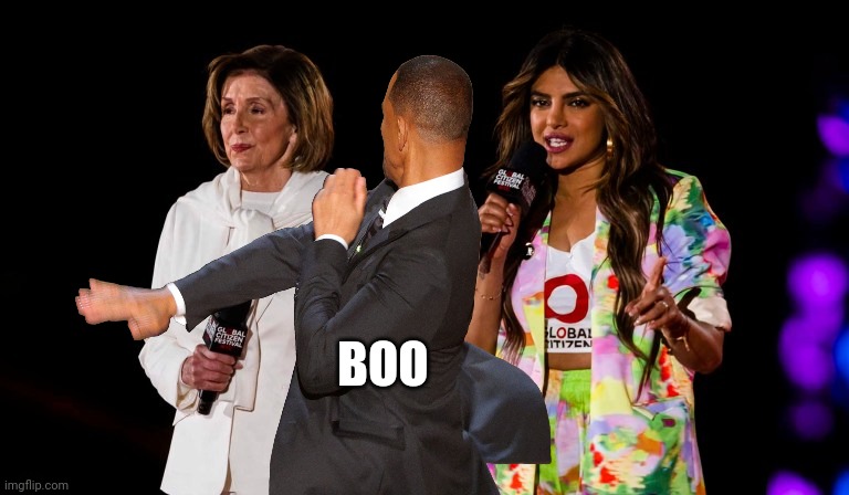 How people feel about Nancy | BOO | image tagged in will smith slap | made w/ Imgflip meme maker