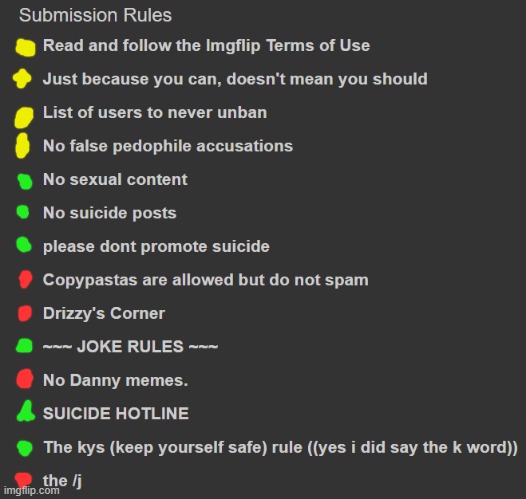Red = I disagree, Yellow = Idc, Green = I agree | made w/ Imgflip meme maker