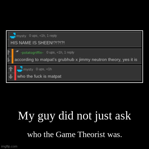 It's time for a game theory | image tagged in funny,demotivationals | made w/ Imgflip demotivational maker