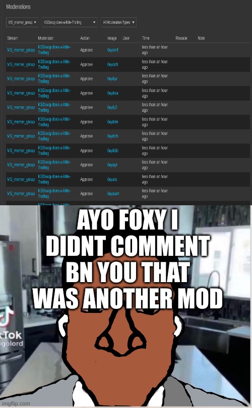 AYO FOXY I DIDNT COMMENT BN YOU THAT WAS ANOTHER MOD | image tagged in n | made w/ Imgflip meme maker