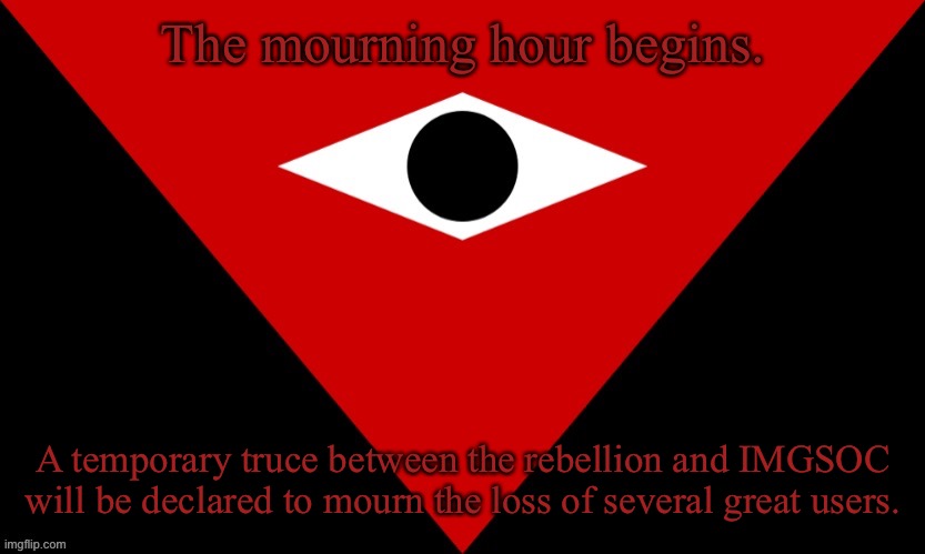 IMGSOC Flag | The mourning hour begins. A temporary truce between the rebellion and IMGSOC will be declared to mourn the loss of several great users. | image tagged in imgsoc flag | made w/ Imgflip meme maker