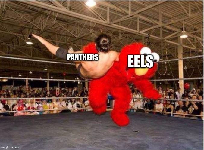 My 2022 NRL Grand Final prediction but it's a meme | EELS; PANTHERS | image tagged in elmo tackle,nrl,rugby,eels,panthers | made w/ Imgflip meme maker