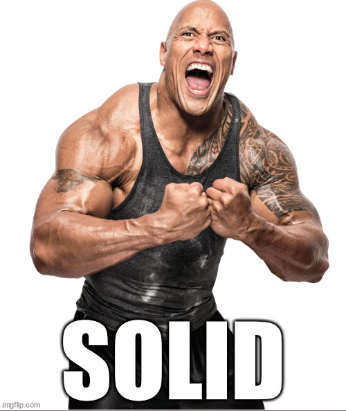 solid as a rock | SOLID | image tagged in the rock | made w/ Imgflip meme maker