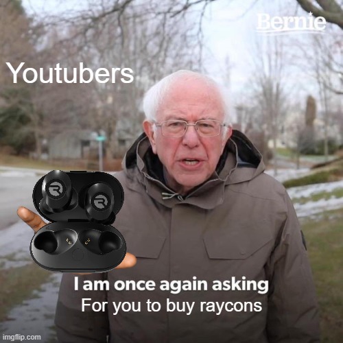 Every Youtuber Right Now | Youtubers; For you to buy raycons | image tagged in memes,bernie i am once again asking for your support | made w/ Imgflip meme maker