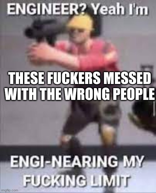 engi-nearing | THESE FUCKERS MESSED WITH THE WRONG PEOPLE | image tagged in engi-nearing | made w/ Imgflip meme maker
