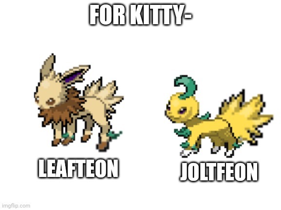 FOR KITTY-; LEAFTEON; JOLTFEON | made w/ Imgflip meme maker