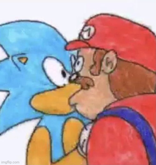 sonic and mario kissing | image tagged in sonic and mario kissing | made w/ Imgflip meme maker