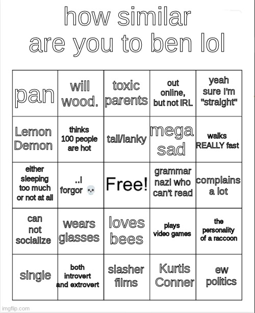 High Quality ben bingo Blank Meme Template