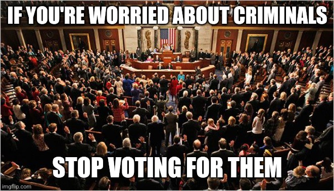 Congress | IF YOU'RE WORRIED ABOUT CRIMINALS STOP VOTING FOR THEM | image tagged in congress | made w/ Imgflip meme maker