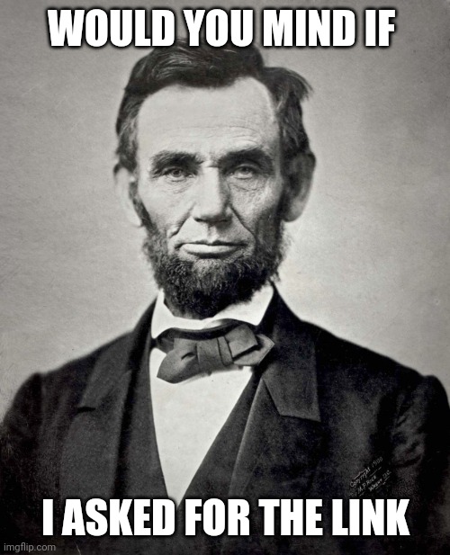 Abraham Lincoln | WOULD YOU MIND IF I ASKED FOR THE LINK | image tagged in abraham lincoln | made w/ Imgflip meme maker